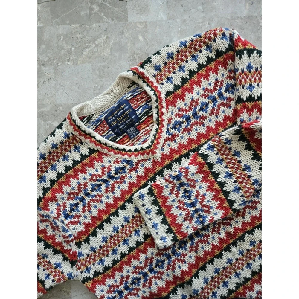 Vintage‎ ABERCROMBIE & FITCH The Harvest Sweater Chunky Knit Ramie Cotton Medium